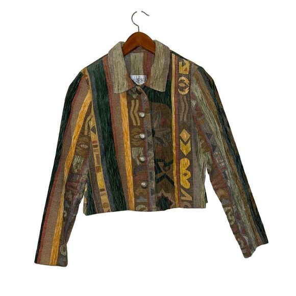 Vintage 80s 90s Sedona clothing company tapestry multi-prints button up jacket - Picture 2 of 11